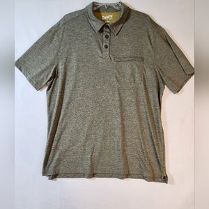 Duluth Trading Relaxed Fit Stripes Polo‎ Shirt Men Size LARGE Zip Pocket
